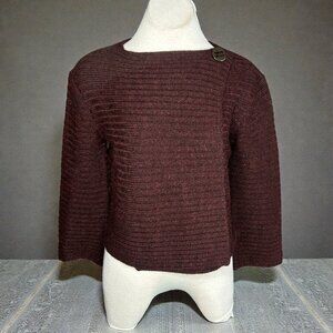 Magaschoni Cardigan Sweater Alpaca Wool Blend Wrap One Button Mulberry Brown